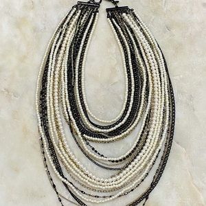 Sequin Multi-strand chain and pearl necklace
